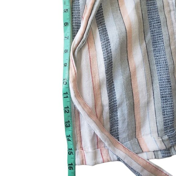 Dear Grace Ivory and Pink High Waisted Tie Boho Shorts - Picture 3 of 6